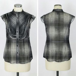 Bcbg Max Azria silk chiffon plaid top